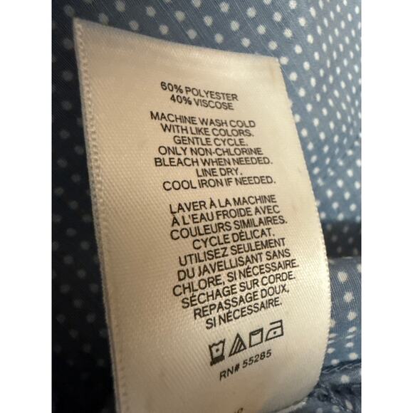 NEW Express Blue White Polka Dots Long Sleeve V Neck Shirt Blouse Top Size XS - Picture 4 of 4